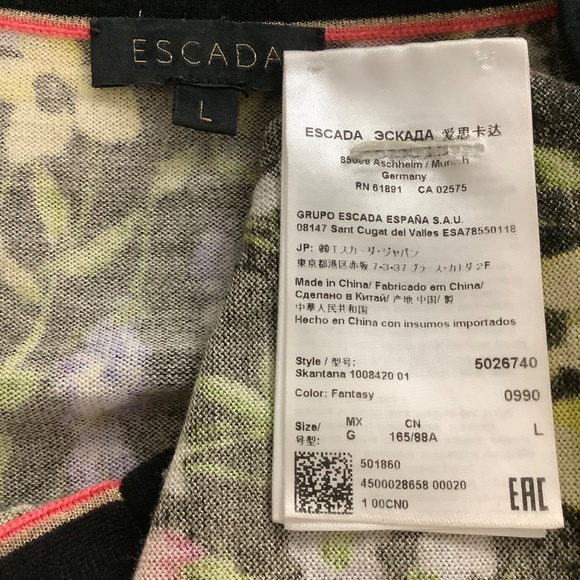 ESCADA Wool 75% Silk 25% Fine Knit Top Sz Large - Picture 9 of 12